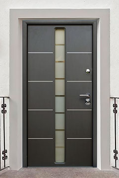 Входная уличная дверь «Статус» SG (золотой дуб, стеклопакет)